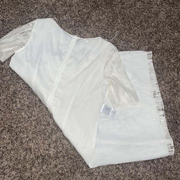 ST. EMILE WHITE SHEER OVERLAY DRESS Sz 10 Very versatile in excellent condition. - Picture 11 of 13